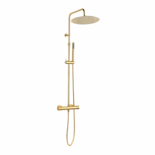 Essebagno Luisa II Thermostatische Douchezuil met Overhead Douche en Handdouche - Geborsteld Goud