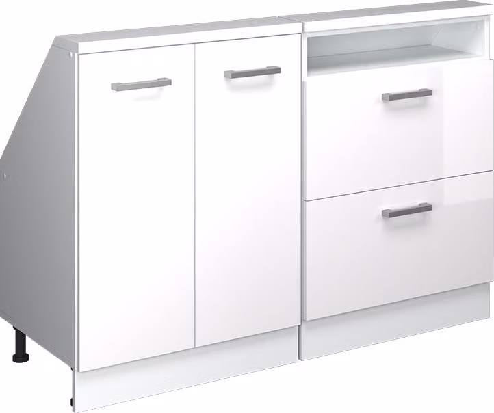Vicco R-Line Keukenkast voor schuine wand Wit Hoogglans Set van 2 Model 58129