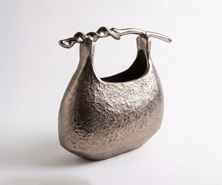 DELIFE Vaas Ramea Gegoten Aluminium in Mokka Bronze, B: 43 cm, D: 17 cm, H: 35 cm