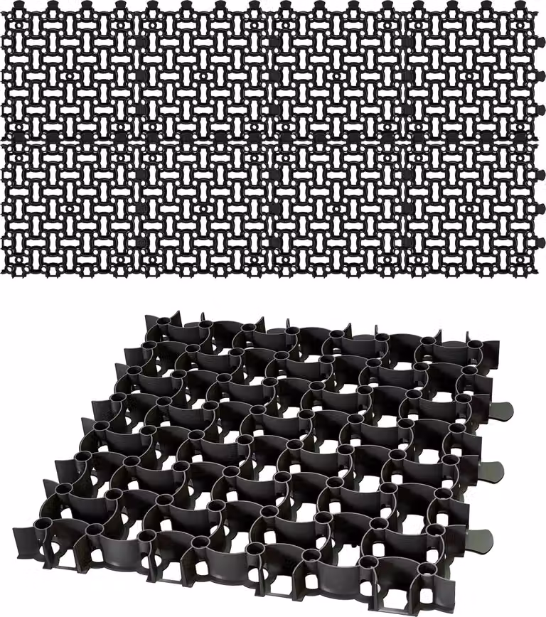 BigDean 8 stuks grasroosters paddockplaten Zwart, 50 x 50 cm, Lengte: 2 meter