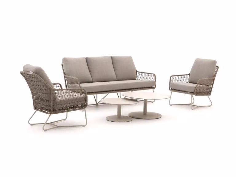 Intenso Furniture Loungeset voor 5 personen met beige kussens en aluminium frame