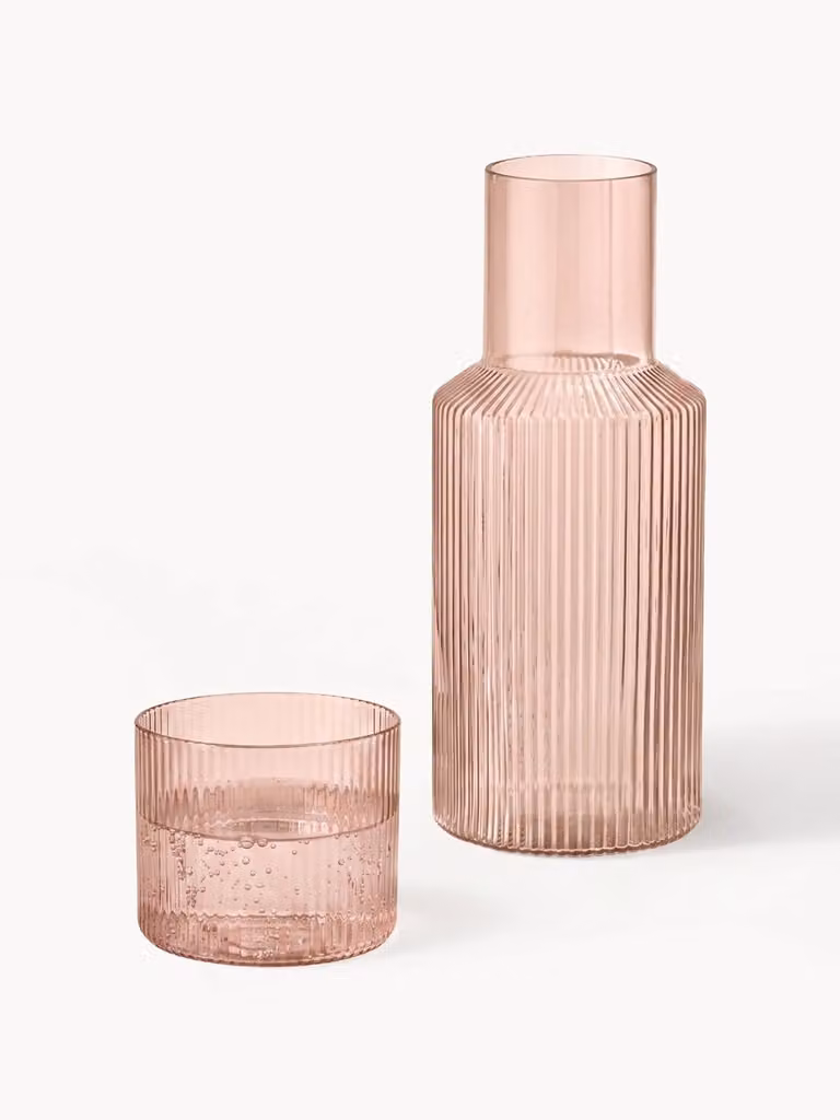 ferm LIVING Ripple mondgeblazen kleine karaf met tumbler