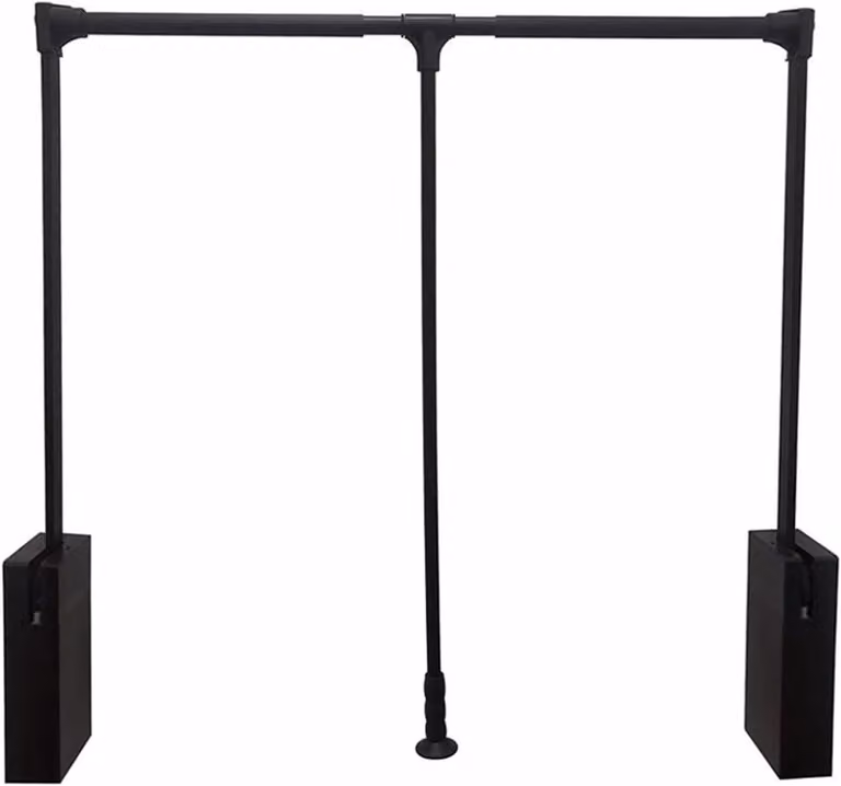 Intrekbare kledingstang met hydraulische buffer, verstelbaar van 440 tot 1200 mm, zwart