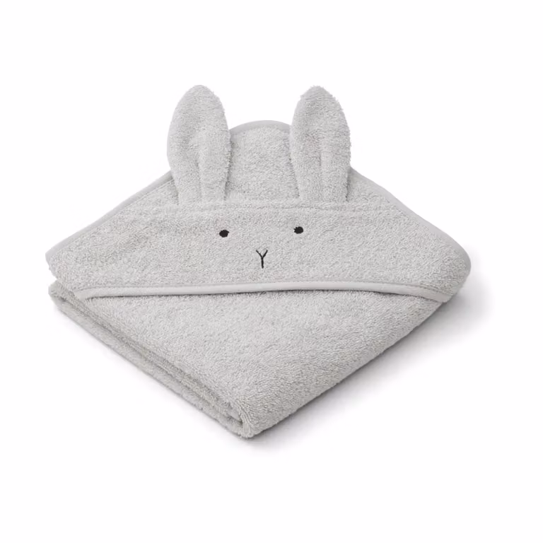 Liewood Albert badcape met capuchon Rabbit Dumbo Grey 70 x 70 cm