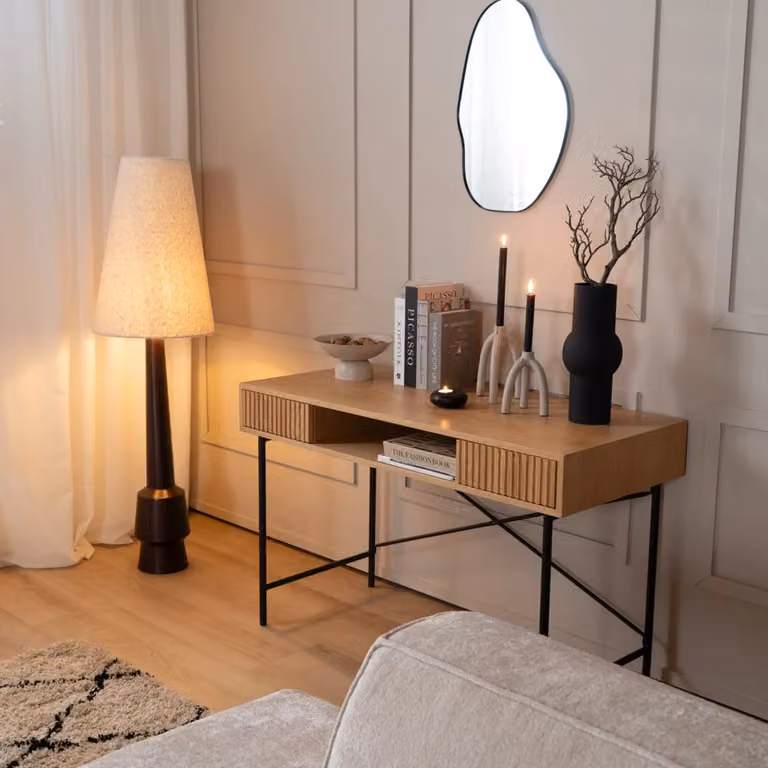 Bronx71 Bureau Maury Schrijftafel van Eikenhout in Bruin, B: 120 cm, D: 55 cm, H: 77 cm