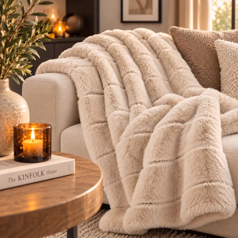 Countryfield Plaid Cosy Eloise Imitatiebont Beige B: 170 cm, D: 130 cm, H: 2 cm