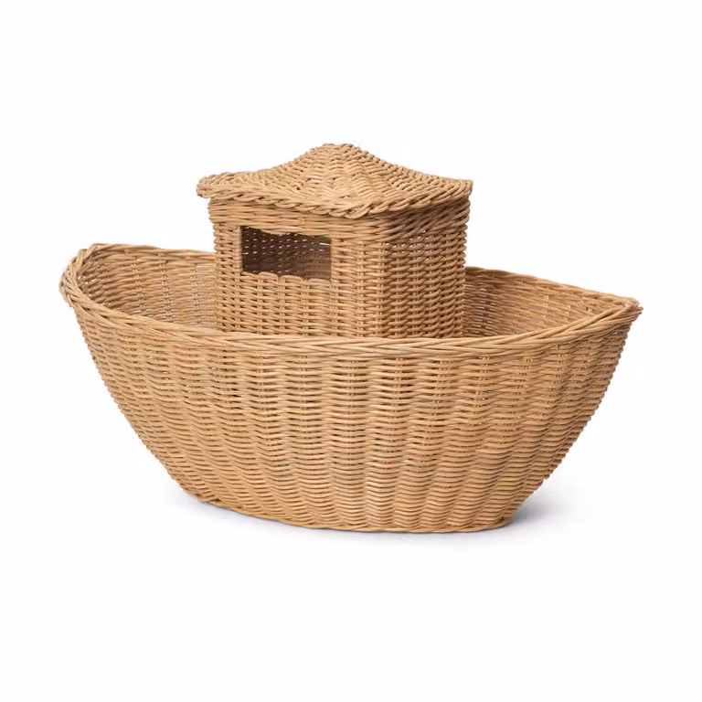Ferm Living Ark gevlochten opbergmand van rattan in natuurlijk open weefsel