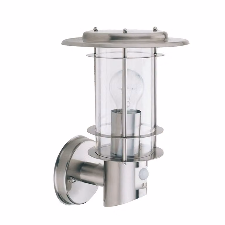 Searchlight RVS buitenlamp met bewegingssensor in zilver voor in de tuin