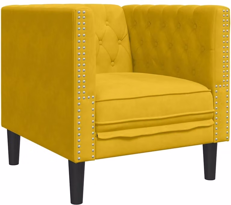 vidaXL Chesterfield-stijl fauteuil in geel fluweel