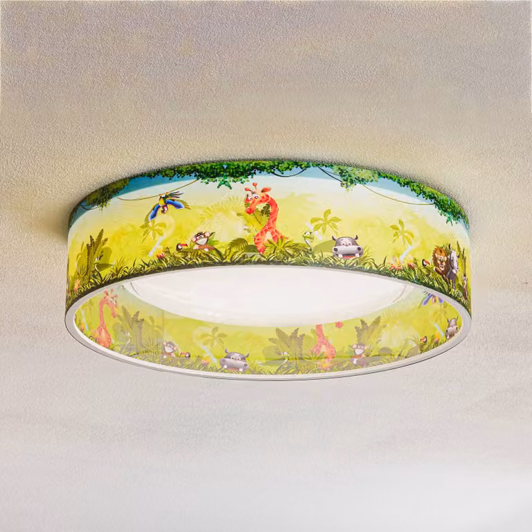 Elobra Plafondlamp Wildnis Starlight voor de kinderkamer, Groen en Hout