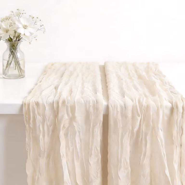 Dripio Tafelkleed in Boho-stijl, Crème, 90 x 300 cm