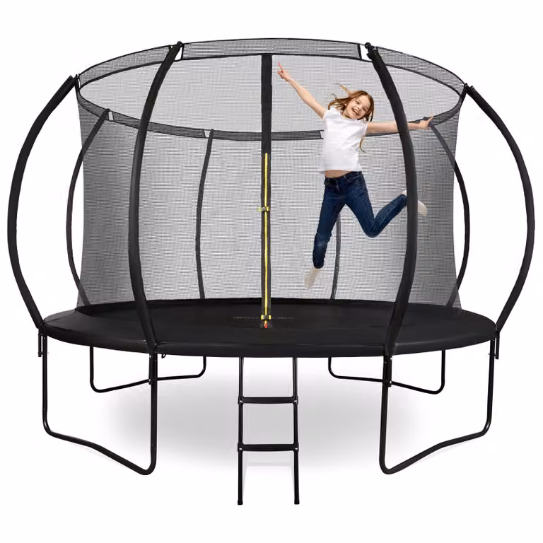 HyperMotion Grote tuintrampoline van 366 cm met ladder en veiligheidsnet voor kinderen