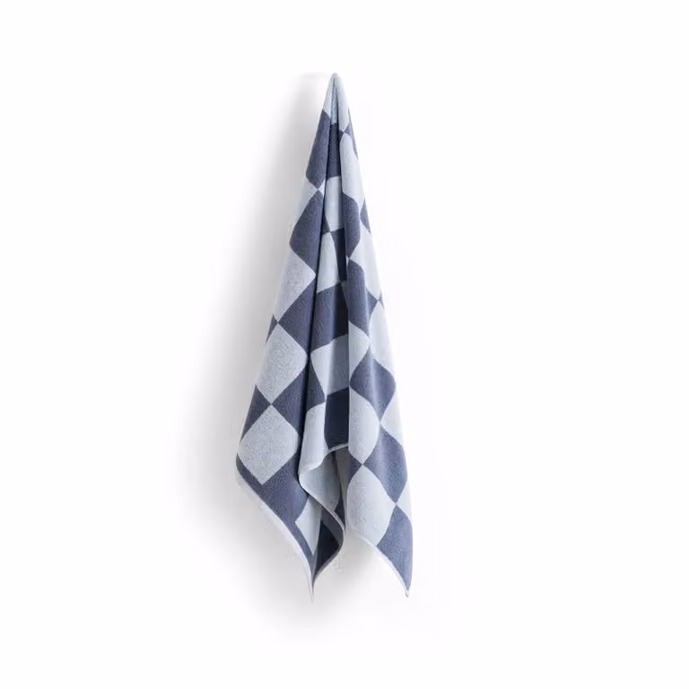 HAY Check badhanddoek Steel blue Breedte: 70 cm, Lengte: 136 cm
