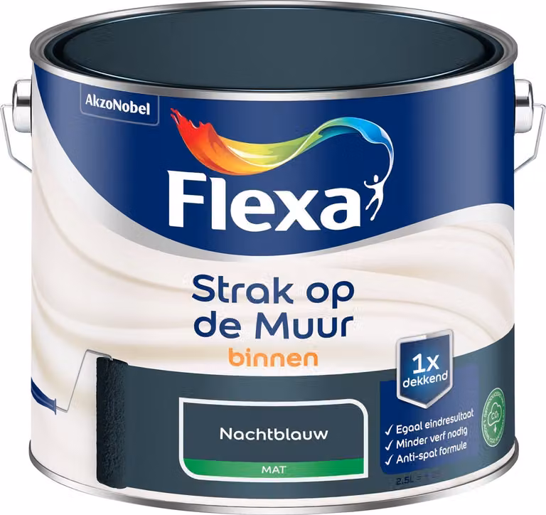 Flexa Strak Op De Muur Binnen Mat Nachtblauw 2,5 l