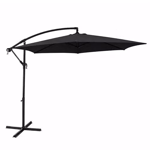 ACAZA Zweefparasol Donkergrijs - Kantelbaar en 360 graden draaibaar - Ronde parasol met UV-bescherming - Diameter: 300 cm, Hoogte: 240 cm
