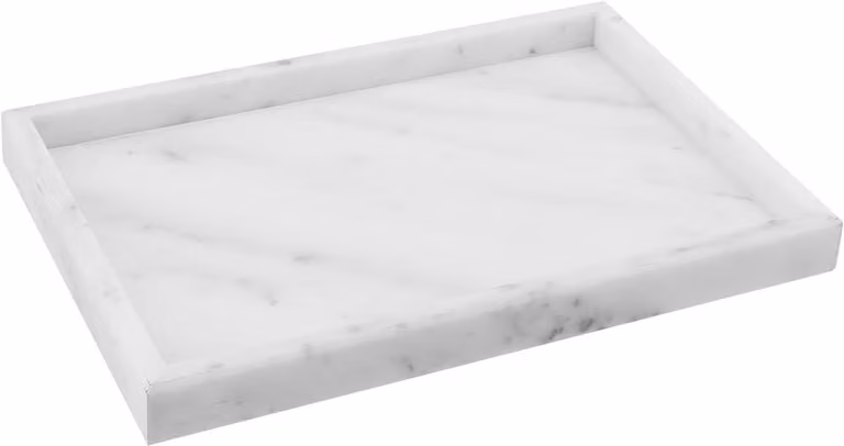 Wit Marmeren Dienblad - Natuurlijk Opbergplateau - Breedte: 30 cm, Diepte: 20 cm