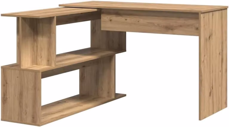 Eikenbruin Hoekbureau met draaibaar ontwerp voor thuiswerken, Breedte: 200 cm