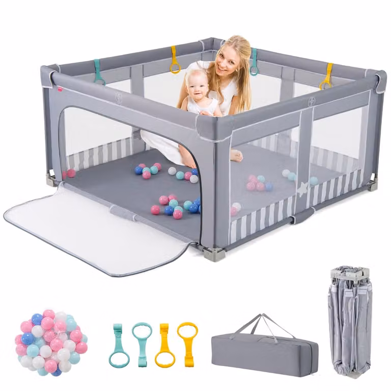 Costway Grote Babybox BPA-vrije Opvouwbare Veiligheidsbox B/D: 127 x 127 cm