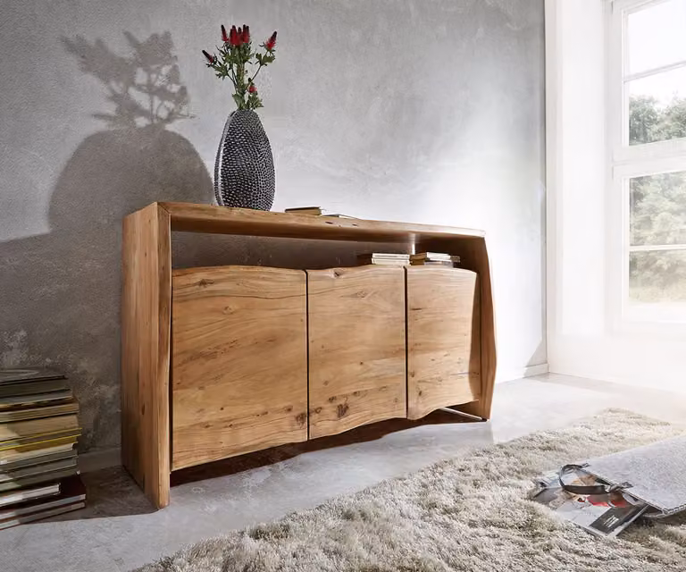 DELIFE Dressoir Live-Edge Acacia Hout Bruin met 3 Deuren