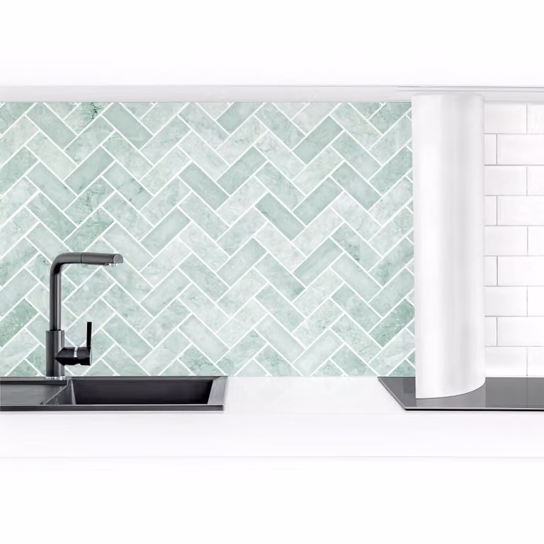 home24 Keukenachterwand Tegels Zigzag Premium Mintgroen Kunststof 50 x 50 cm