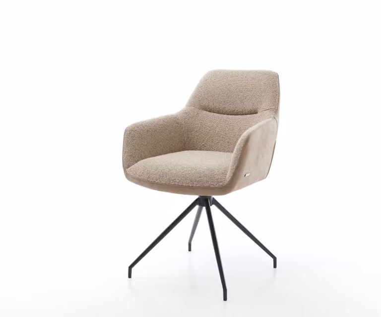 DELIFE Draaistoel Pejo-Flex in zwart en beige met microfibre en boucle bekleding