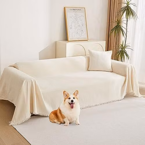 MYSKY HOME Bankbeschermer voor banken, beige, 180 x 340 cm