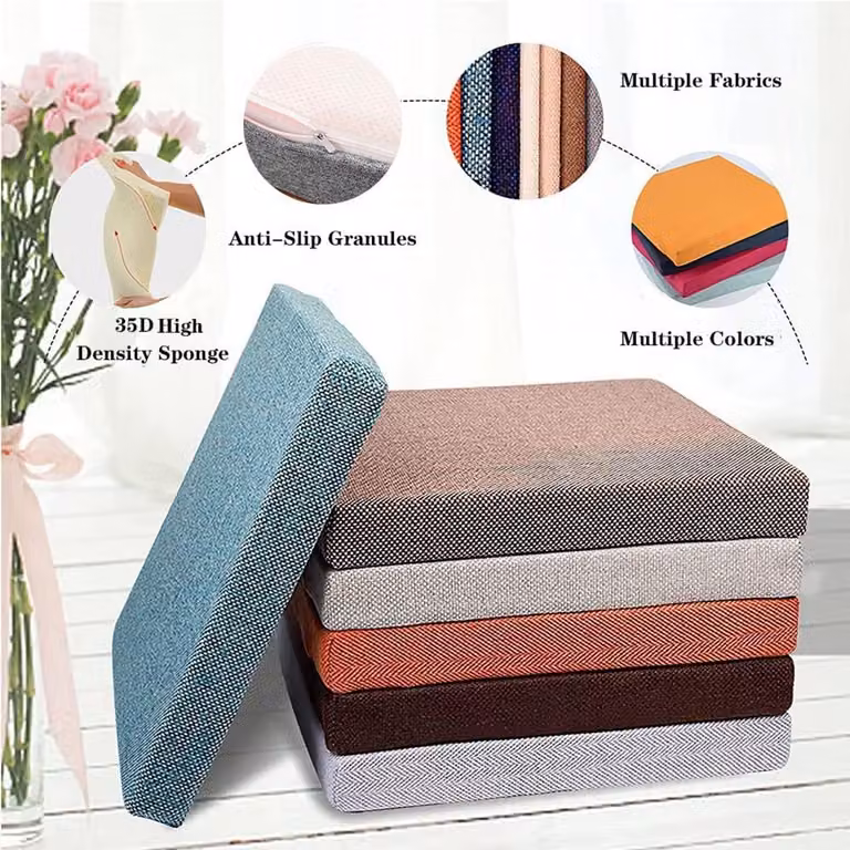 Traagschuim Zitkussen voor Stoel - Comfortabel Verhogerkussen met Antislip - Geel - 45 x 45 x 5 cm