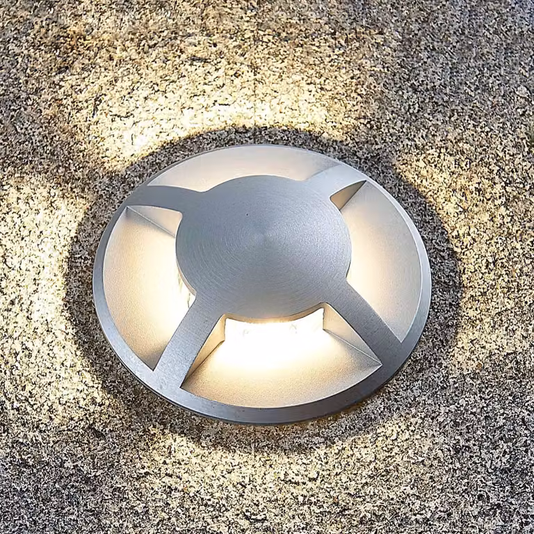 Lucande Milara Grondspot Inbouwlamp, 4 Lichtuitgangen, GU10, Grijs, Aluminium