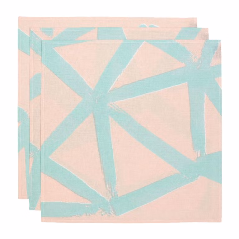 Marimekko Ukkospilvi stoffen servetten 3-pack Peach-mint B/D: 43 x 43 cm