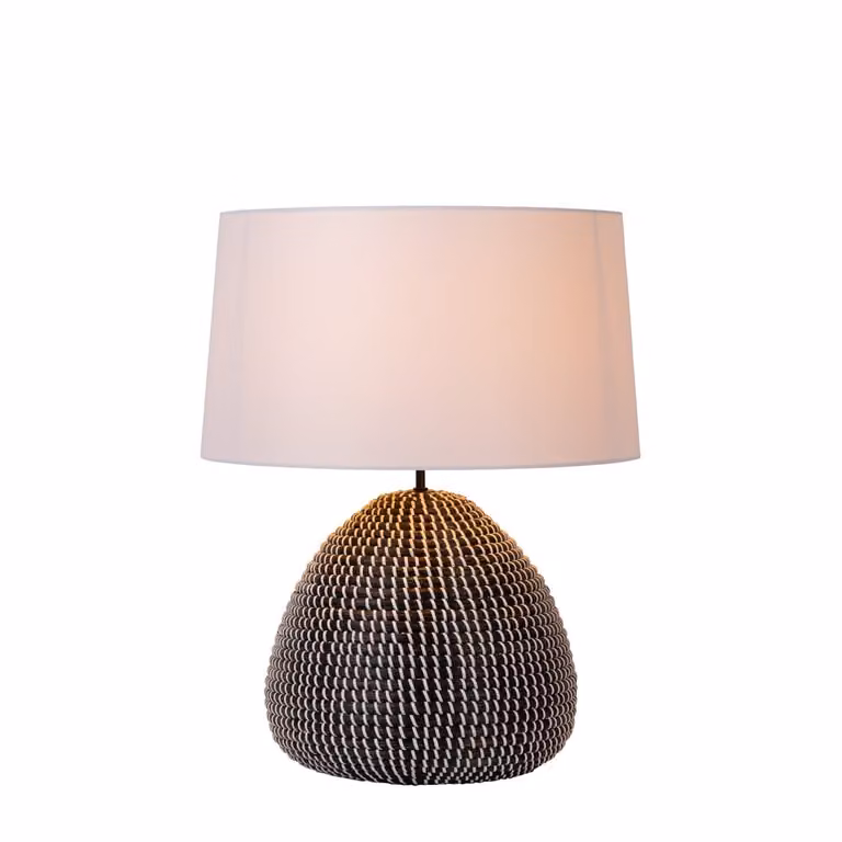 Lucide Maduka Tafellamp - Zwart met Witte Kap - Ø 45 cm