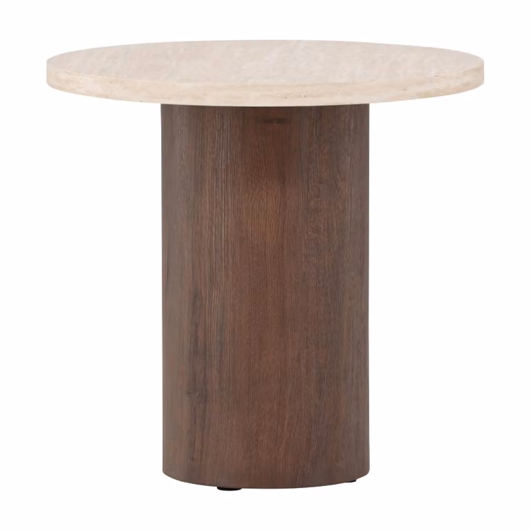 Anli Nest of Nora Ronde bijzettafel - Beige - Travertinlook - ø50 cm