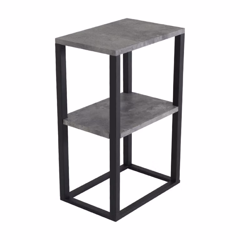 QUVIO Nachtkastje Zwart Betonlook Industrieel B: 45 cm, D: 30 cm, H: 70 cm