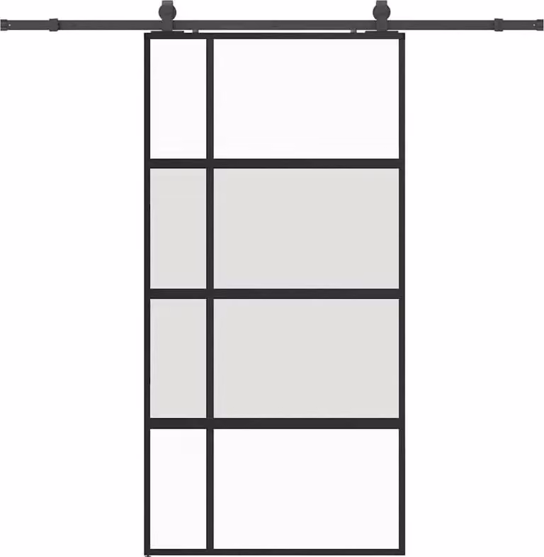 vidaXL Schuifdeur met beslag en veiligheidsglas, zwart, B: 102,5 cm, H: 205 cm