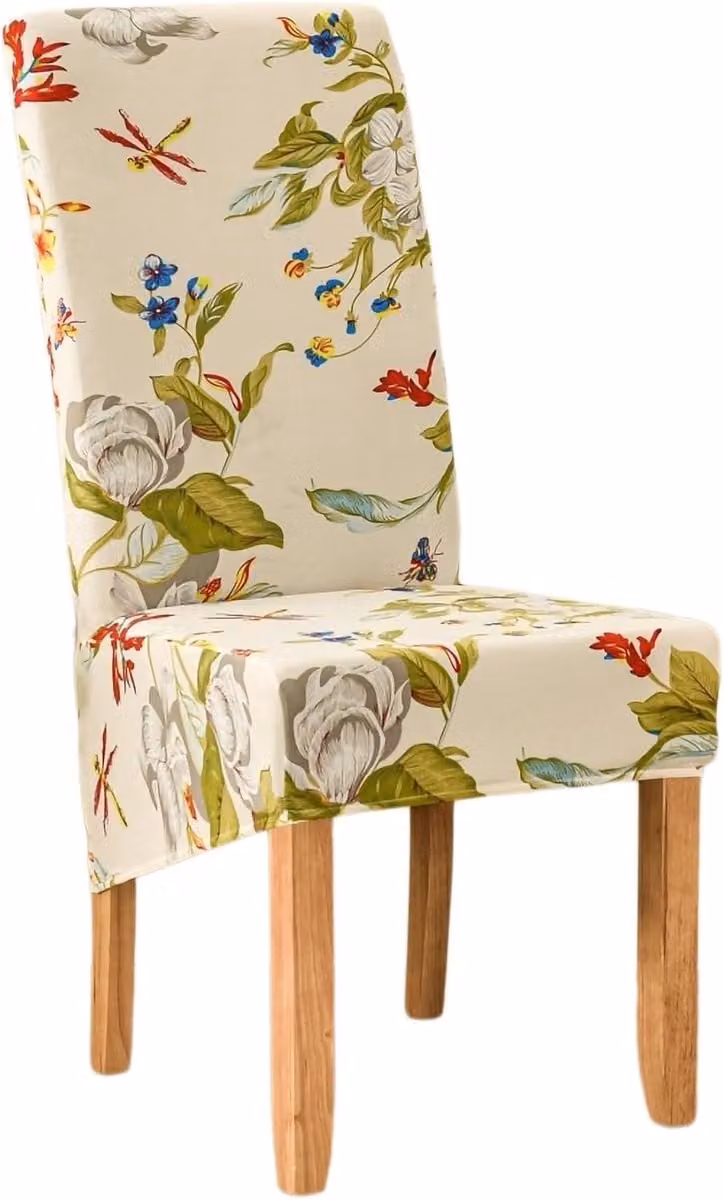 EBETA Set van 6 Elastische Stoelhoezen met Rugleuning, XL Stretchy Bi-Elastische Stoelhoezen voor Eetkamerstoelen, Lente
