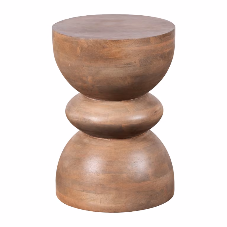 Lewis & Loft Bijzettafel Luis - Gestapeld - FSC® mangohout - Rond - Mat bruin - ⌀35 cm