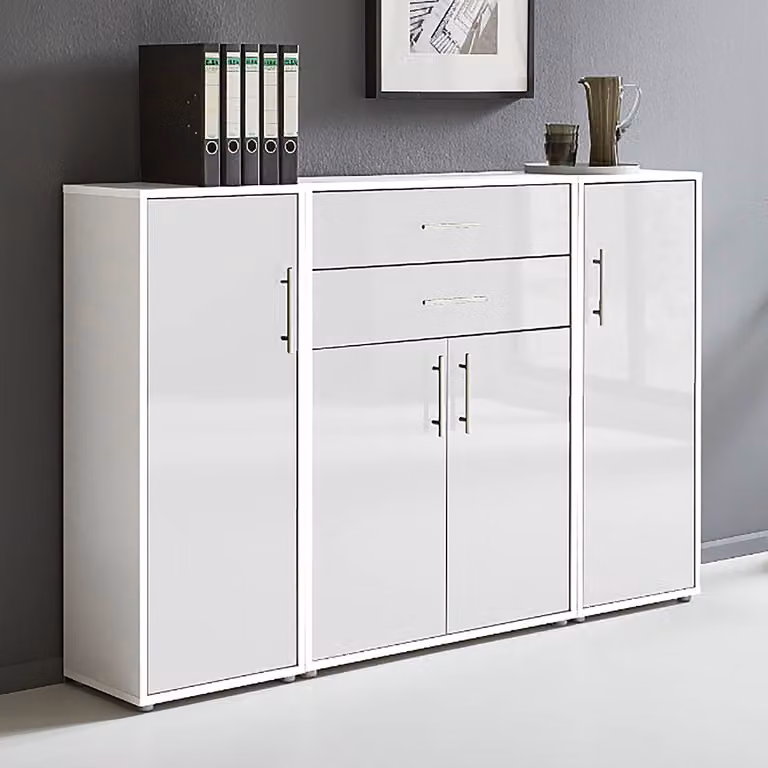home24 Kastenset 3-delig modern wit hoogglans B/D/H: 114 x 33 x 85 cm