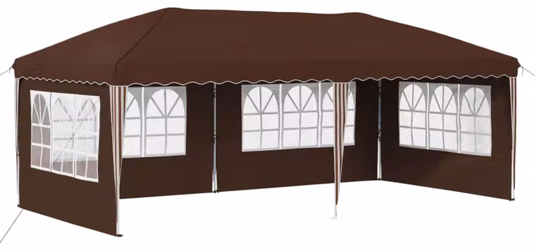 vidaXL Opklapbare feesttent, Bruin, B: 574 cm, D: 289 cm, H: 245 cm