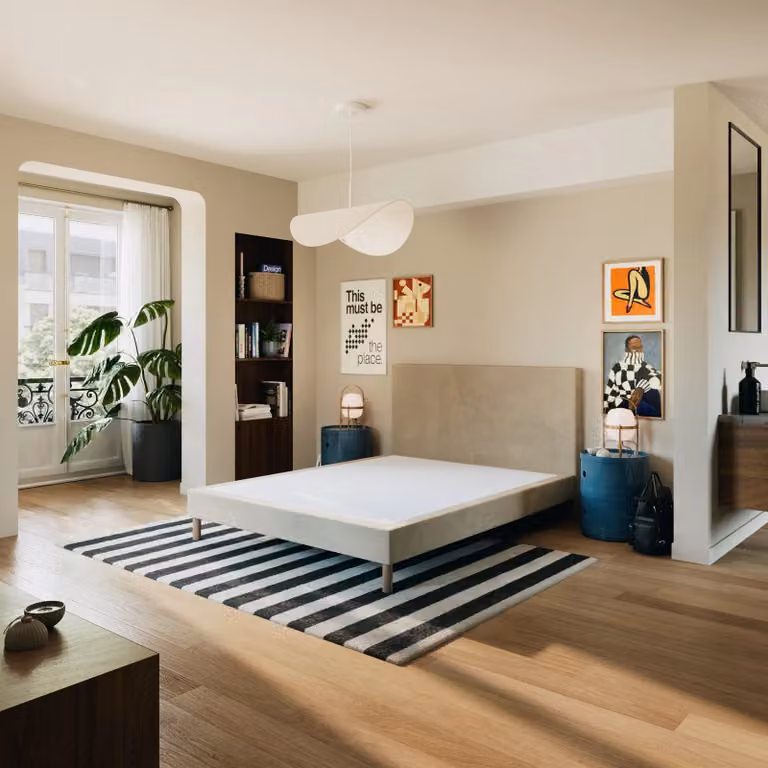 Hypnia Original gestoffeerd bed met houten frame