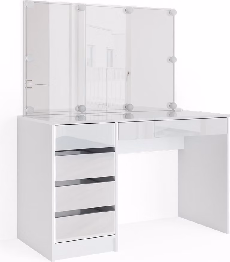 Vicco Sherry Kaptafel Wit met Spiegel en LED-licht, Breedte: 120 cm