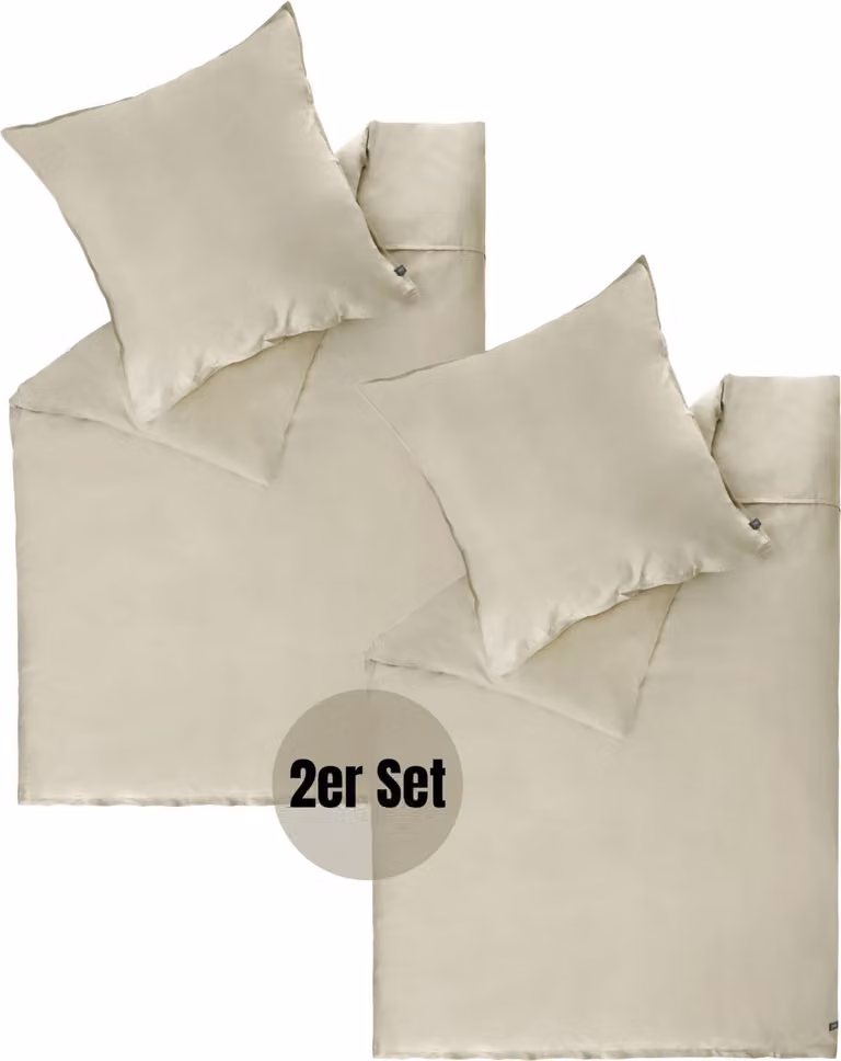 Schöner Wohnen Satine beddengoed set, effen, beige, 135 x 200 cm