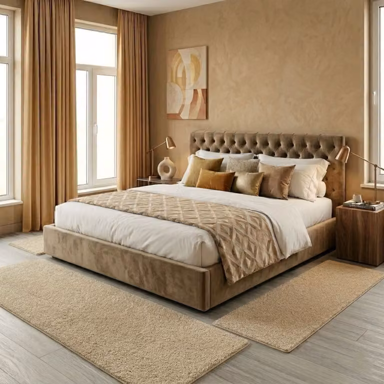 FLOORDIREKT Slaapkamer vloerkleed Barcelona Set - Beige - 1 Loper 67 x 330 cm en 2 Lopers 67 x 130 cm
