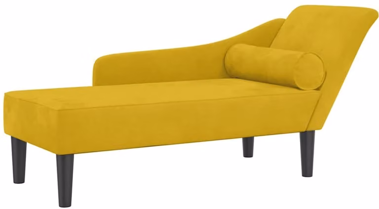 vidaXL Chaise longue met kussens fluweel geel