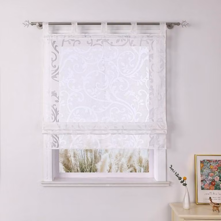 Wit Vouwgordijn Transparant met Modern Uitbrander Patroon - 60 x 140 cm