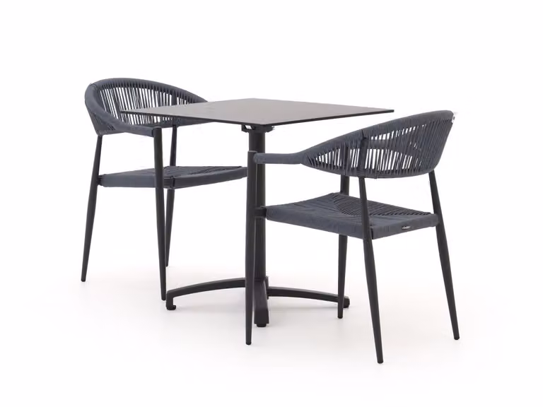 Manifesto Diningset voor 2 personen, stapelbare kunststof tuinset voor terras of balkon