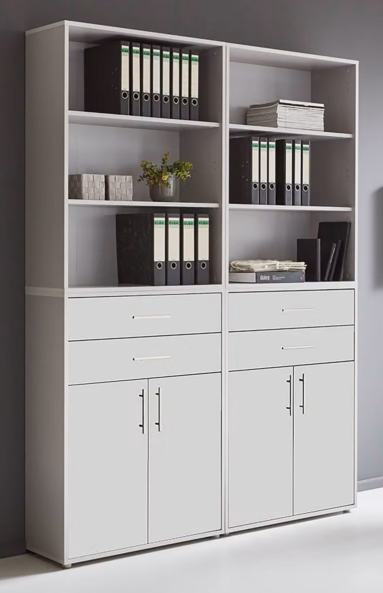 home24 Kastenset 4-delig set A, grijs/lichtgrijs/mat wit, B/D/H: 114 x 33 x 85 cm