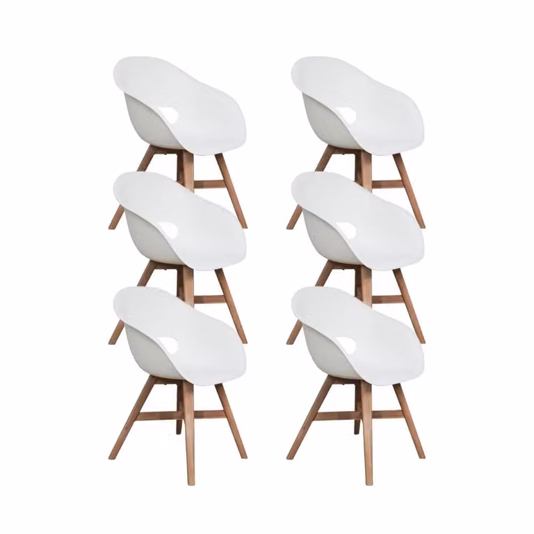 Karlstad tuinstoel set van 6 | Kunststof en hardhout | Wit