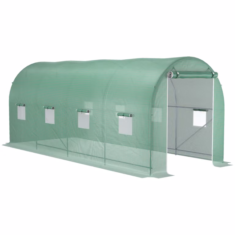 Outsunny foliekas met ventilatieraam, UV-bestendig, groen, B: 500 cm, D: 200 cm, H: 210 cm