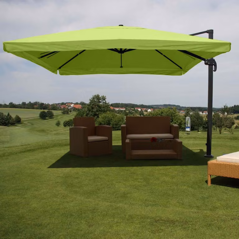 Mendler Gastronomie-scherm met pergola model HWC-A96, draaibaar zonnescherm, groen, 3x3 meter (diameter 4,24 meter)