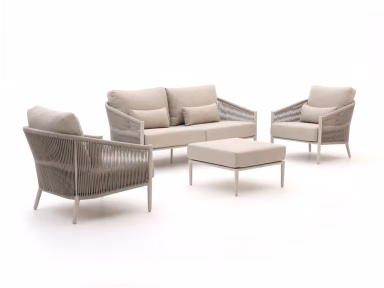 Bellagio loungeset voor 4 personen met aluminium frame en beige kussens