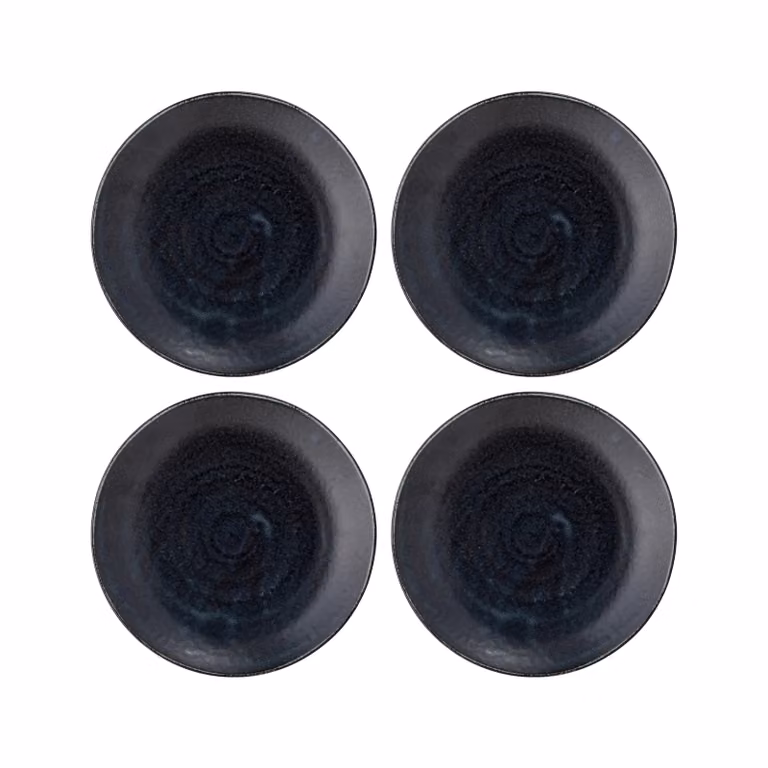 Bloomingville Yoko diner plate zwart 4-pack Diameter: 24 cm